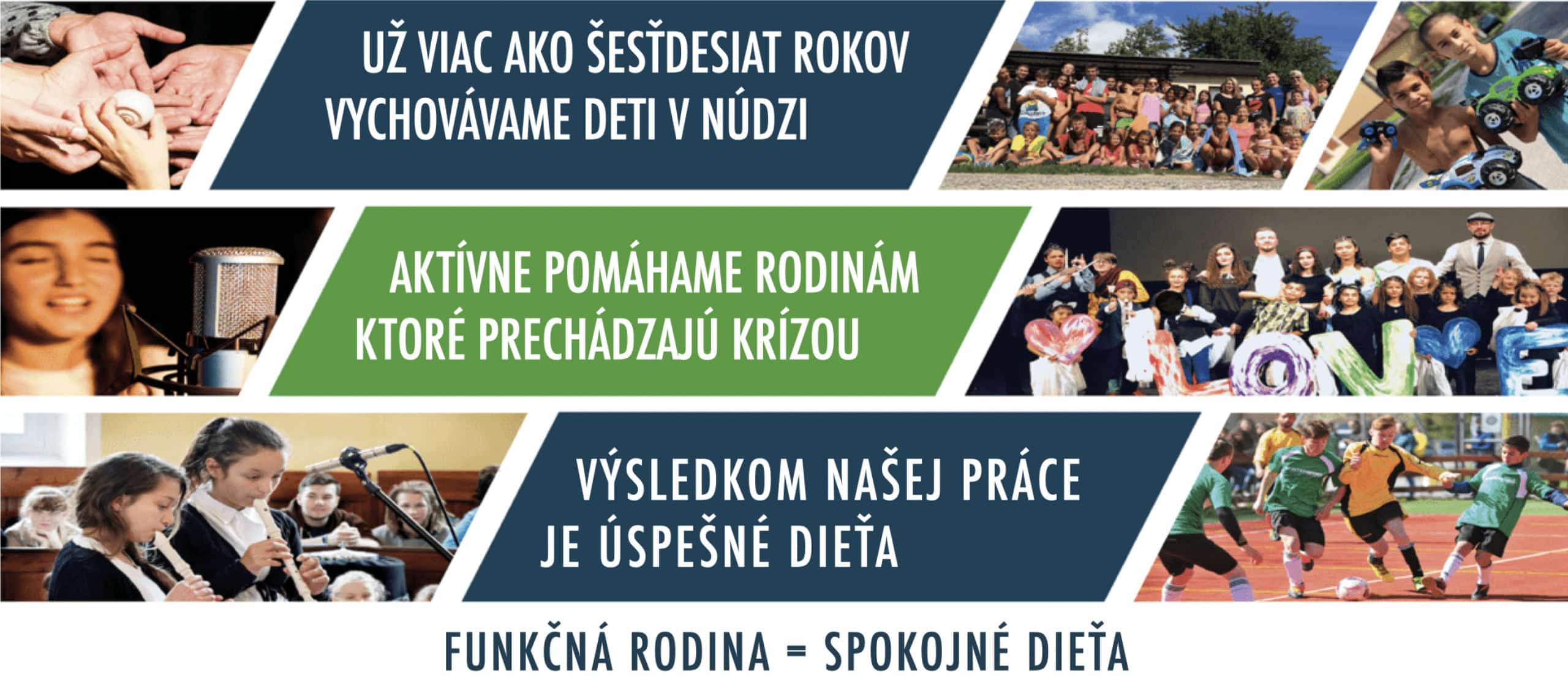 Foto koláž - už viac ako 60 rokov pomáhame deťom a ich rodinám.